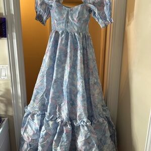 Selkie Blue and Pink Puff Sleeve Dress